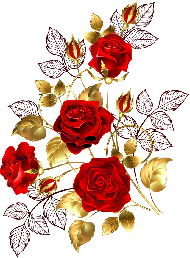 Symmetrical composition of red roses